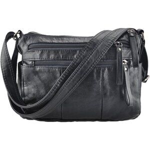 🆕  Volganik Rock PU Leather Shoulder Bag Women Black Soft Pocketbooks Purse